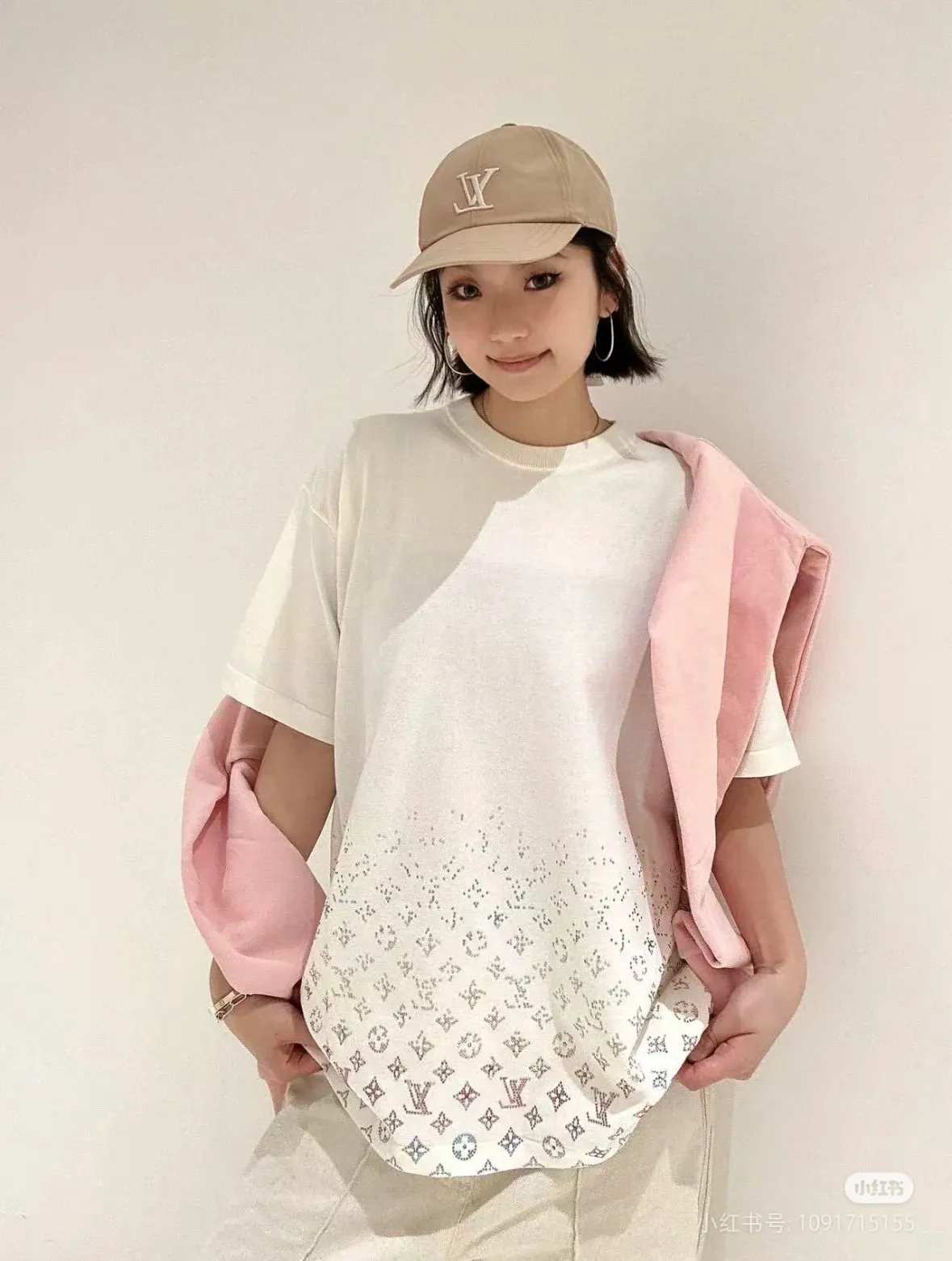Louis Vuitton/Louis Vuitton 25ss gradient old flower diamond knitted short sleeves